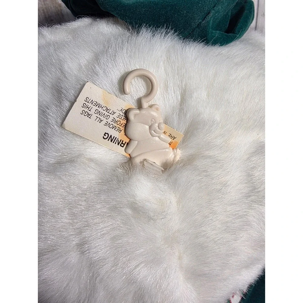 Vintage 1992 Fairview Christmas Bear Family Plush White Teddy Green Vest 1992